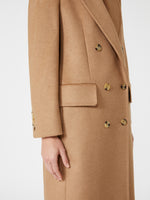 Double-breasted camel coat