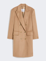 Double-breasted camel coat