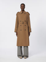 Water-repellent wool gabardine trench coat