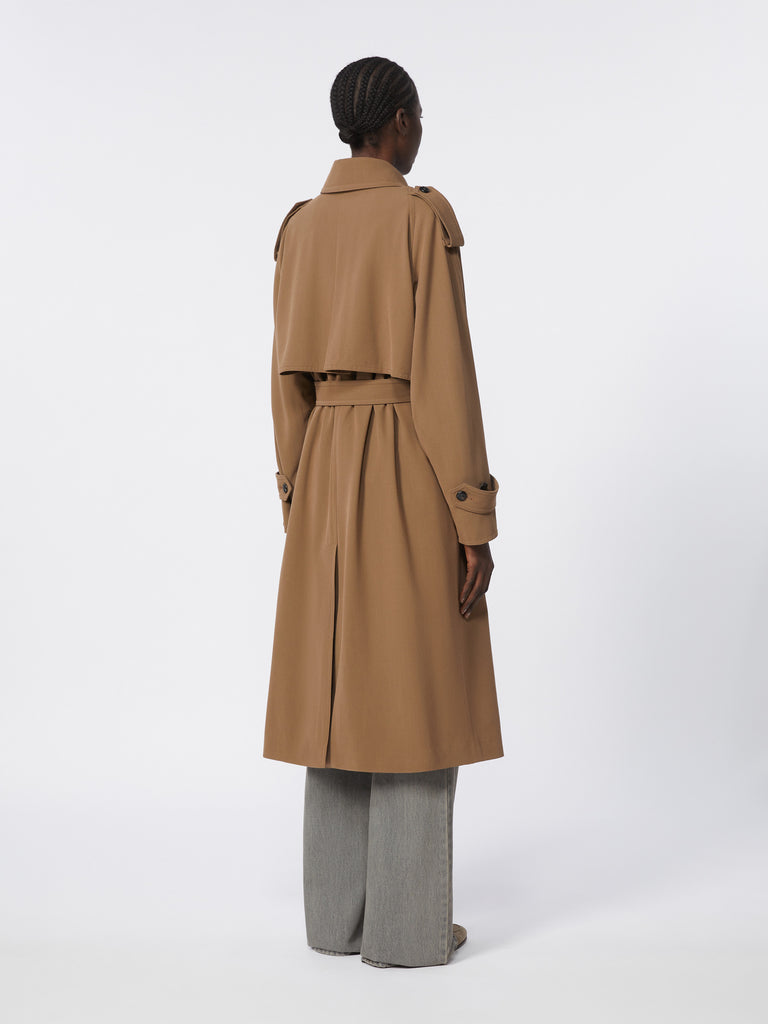 Water-repellent wool gabardine trench coat