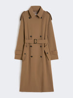 Water-repellent wool gabardine trench coat