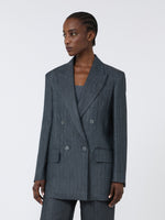 Olimpia Jacket In Chevron Linen for Women - Medium Grey - Max Mara KSA