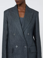Olimpia Jacket In Chevron Linen for Women - Medium Grey - Max Mara KSA