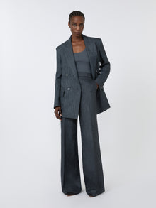 Olimpia Jacket In Chevron Linen for Women - Medium Grey - Max Mara KSA