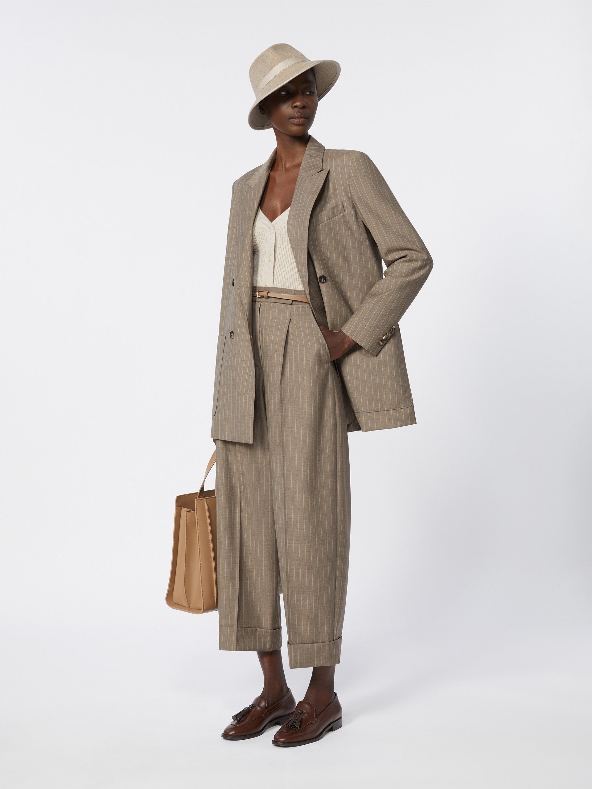 Oversized pinstripe woollen cloth blazer