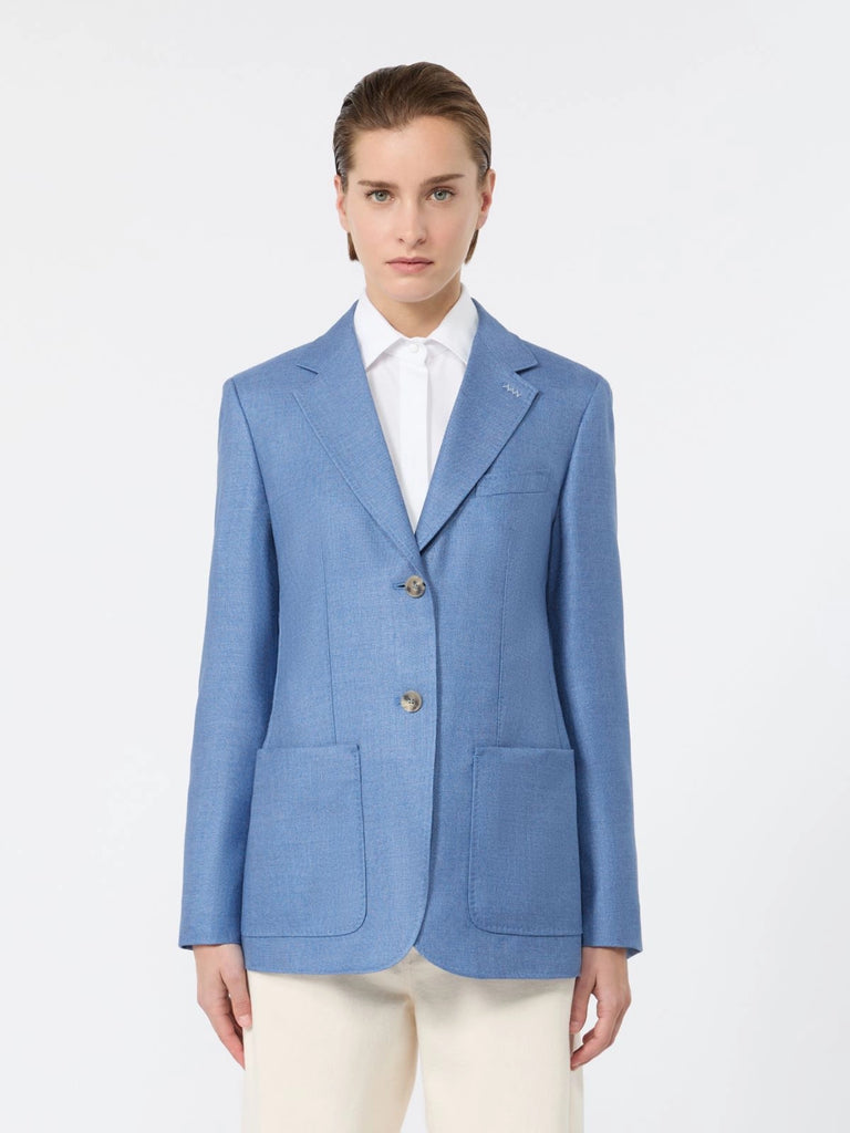 max mara single-breasted wool and silk canvas blazer