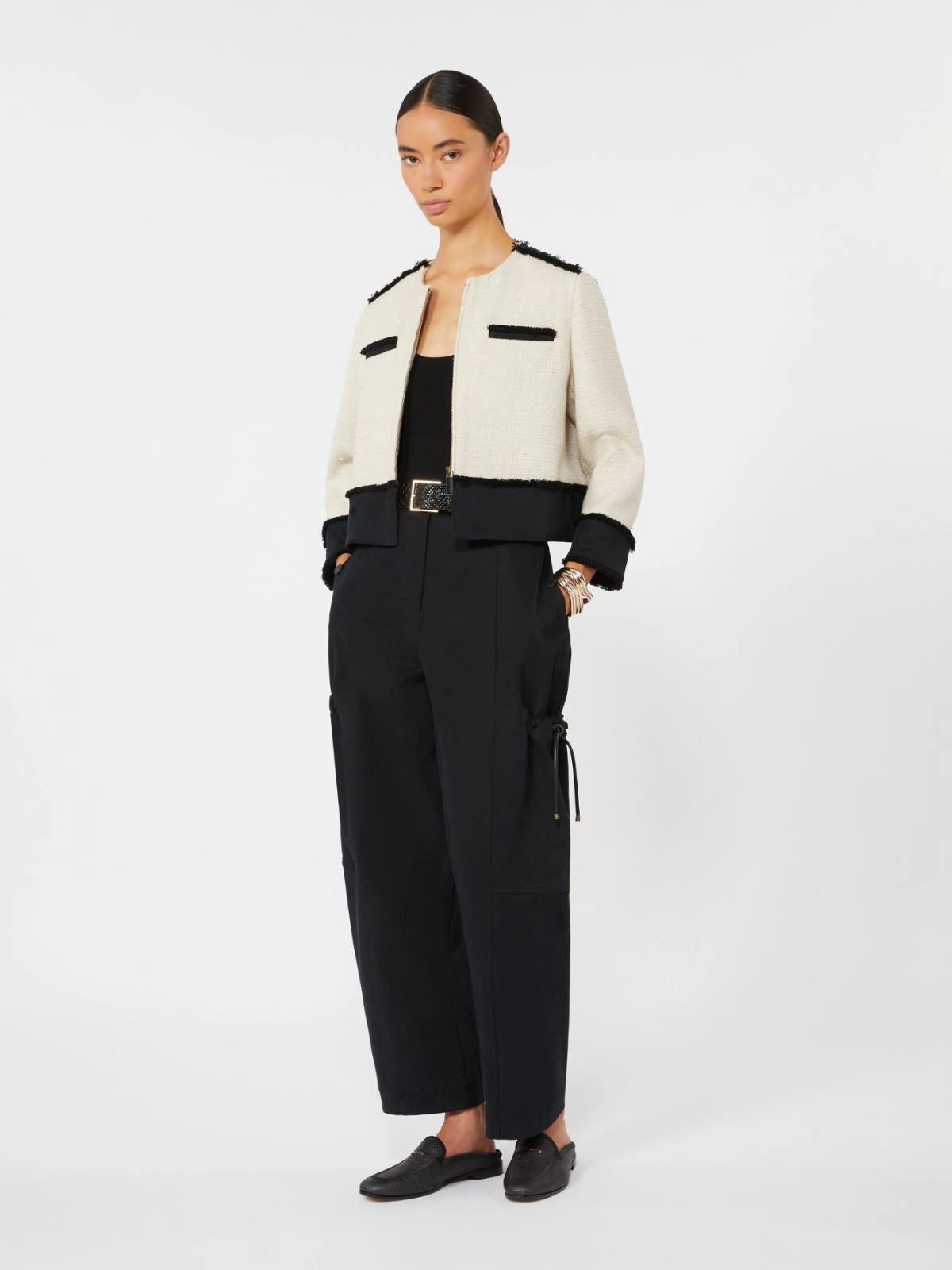 Cotton and linen basketweave jacket