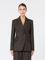 Denim-Look Wool Fitted-Waist Blazer for Women - Black - Max Mara KSA