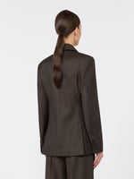 Denim-Look Wool Fitted-Waist Blazer for Women - Black - Max Mara KSA