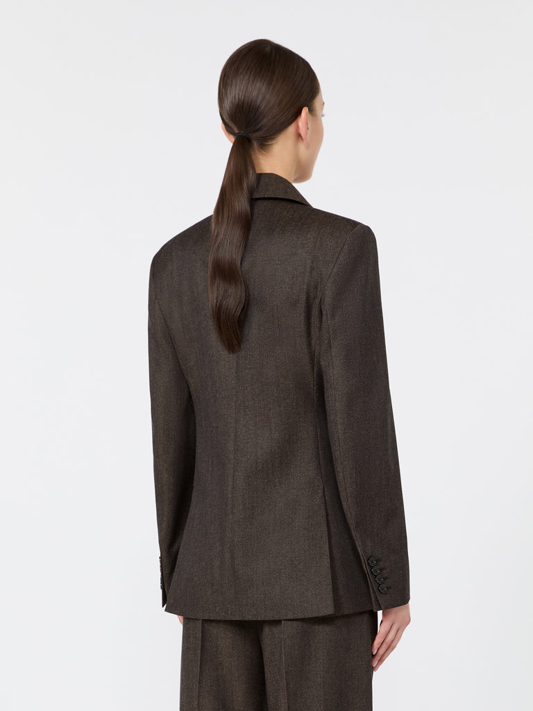 max mara denim-look wool fitted-waist blazer
