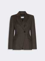 Denim-Look Wool Fitted-Waist Blazer for Women - Black - Max Mara KSA