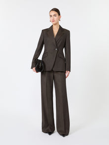 Denim-Look Wool Fitted-Waist Blazer for Women - Black - Max Mara KSA