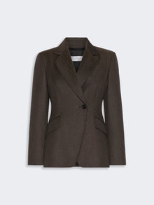 Denim-Look Wool Fitted-Waist Blazer for Women - Black - Max Mara KSA