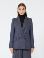 Slim-fit denim-effect wool blazer