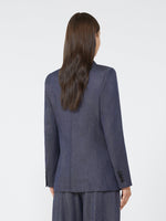 Slim-fit denim-effect wool blazer