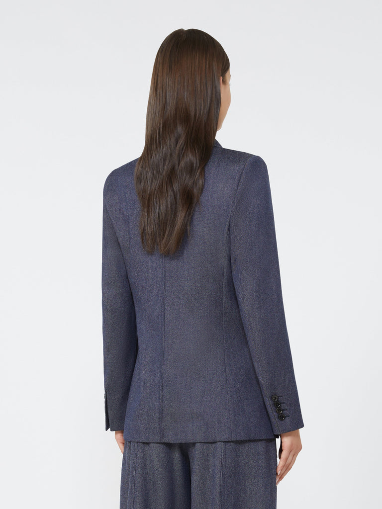 Slim-fit denim-effect wool blazer