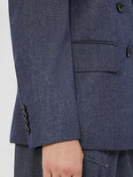 Slim-fit denim-effect wool blazer