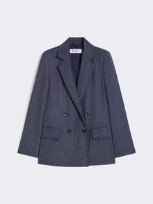 Slim-fit denim-effect wool blazer