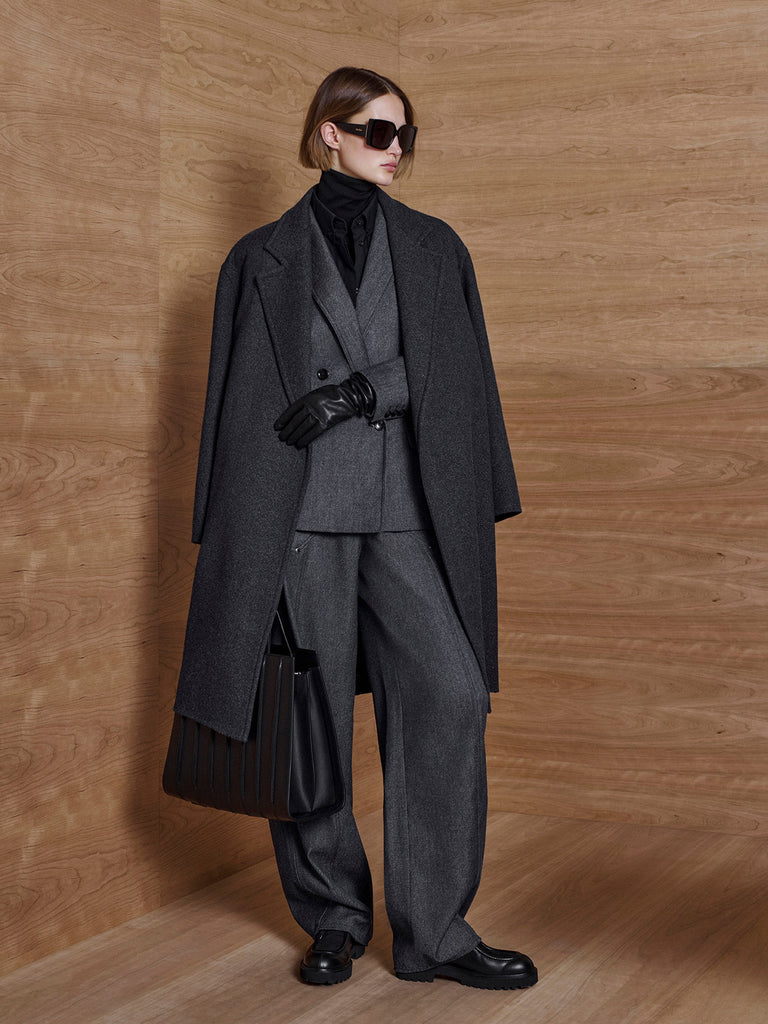 Slim-fit denim-effect wool blazer