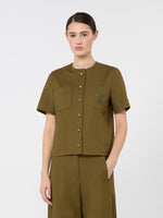 Stretch Cotton Canvas Jacket for Women - Kaki - Max Mara KSA