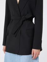 Belted woollen cloth blazer