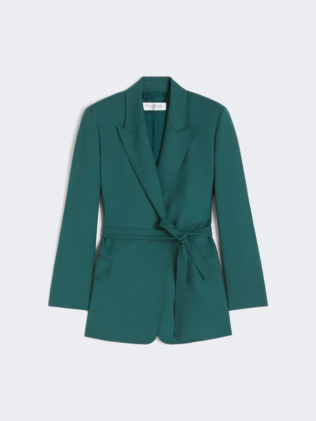 Belted woollen cloth blazer