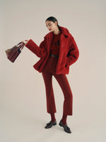 Cropped Teddy Coat In Alpaca And Wool for Women - Red - Max Mara KSA