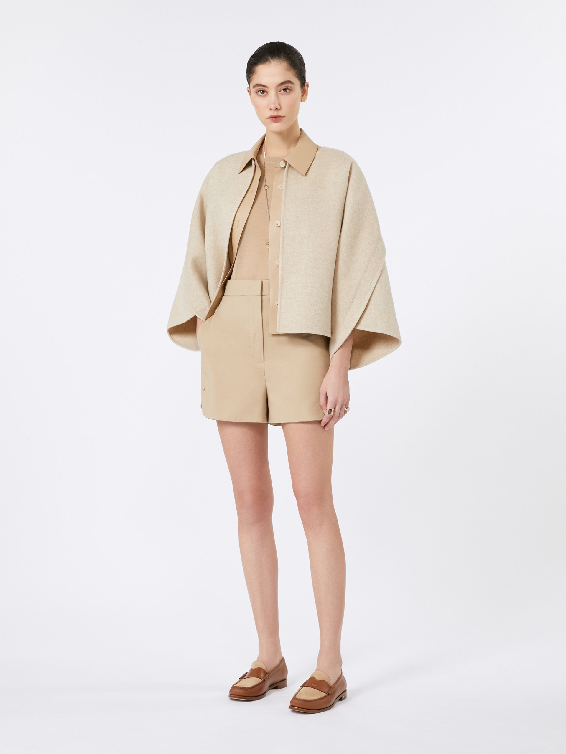 Wool and cashmere cloth cropped coat