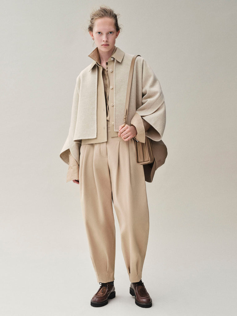 Wool and cashmere cloth cropped coat