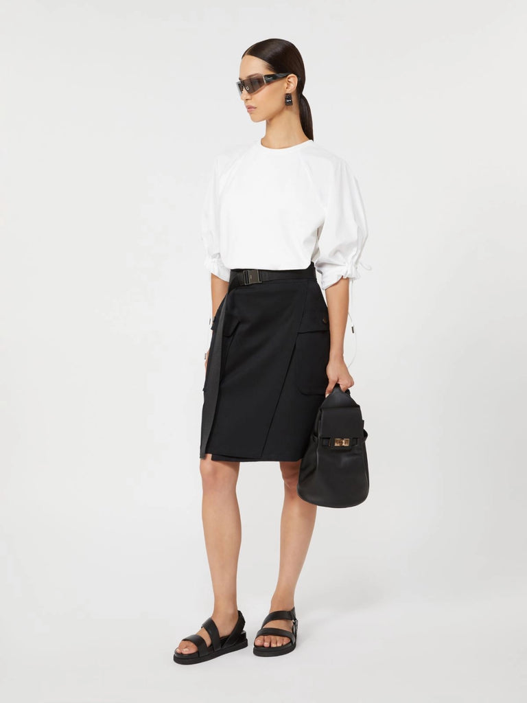 Stretch cotton wrap skirt