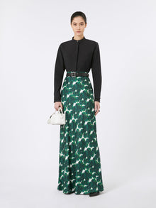 Long printed silk skirt