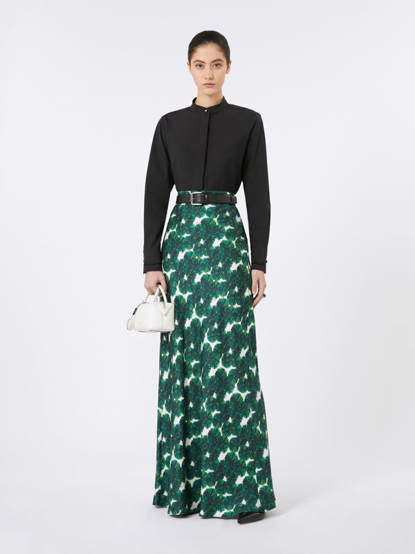 Long printed silk skirt