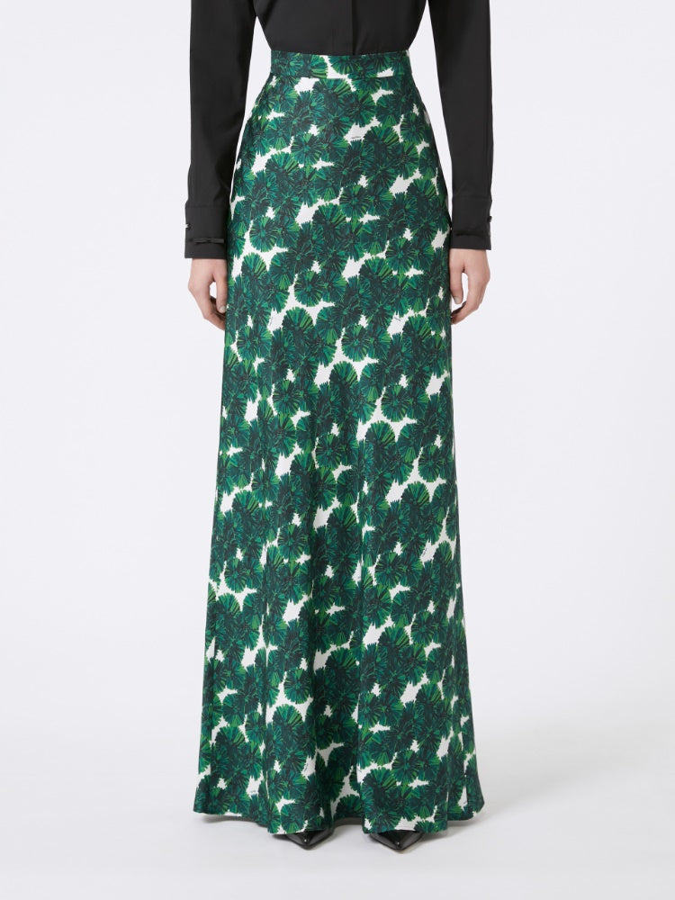 Long printed silk skirt