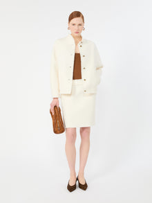 Short Wool Jersey Skirt for Women - White - Max Mara KSA