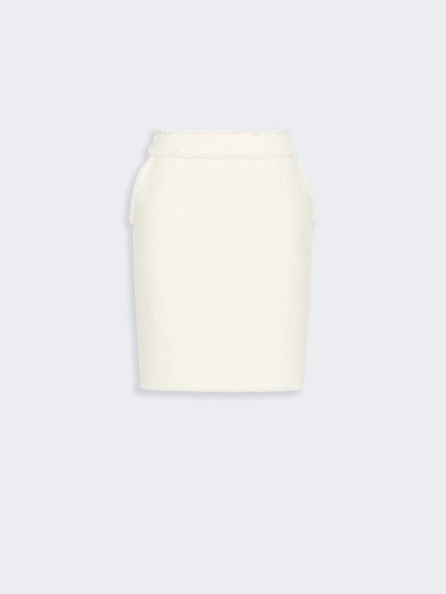Short Wool Jersey Skirt for Women - White - Max Mara KSA