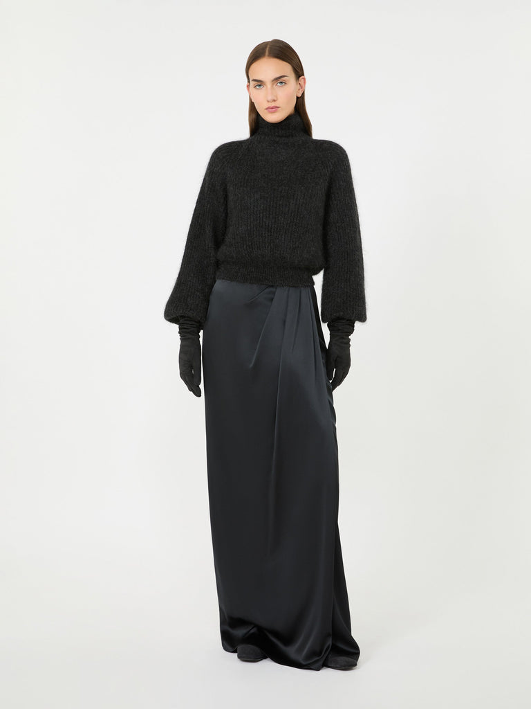 max mara long silk satin skirt
