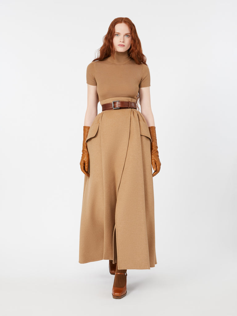 Camel drap skirt