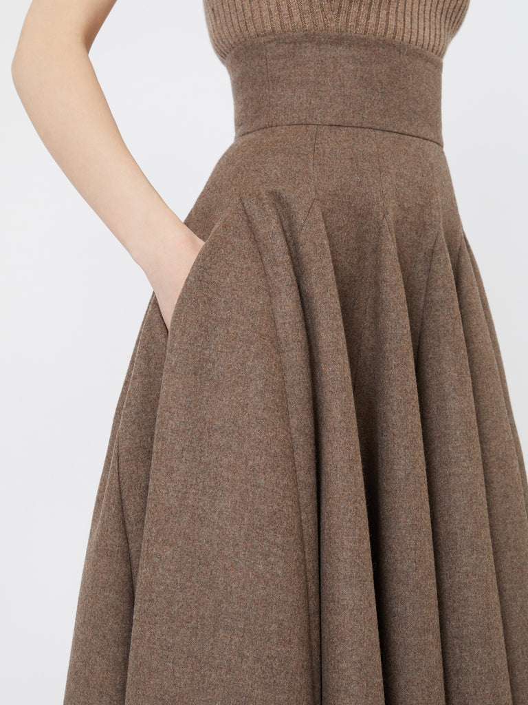 Wide wool felt skirt