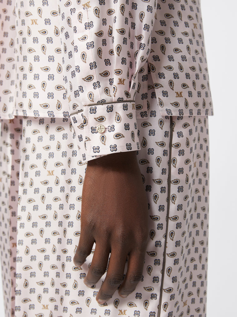 Semi-fitted printed silk shirt