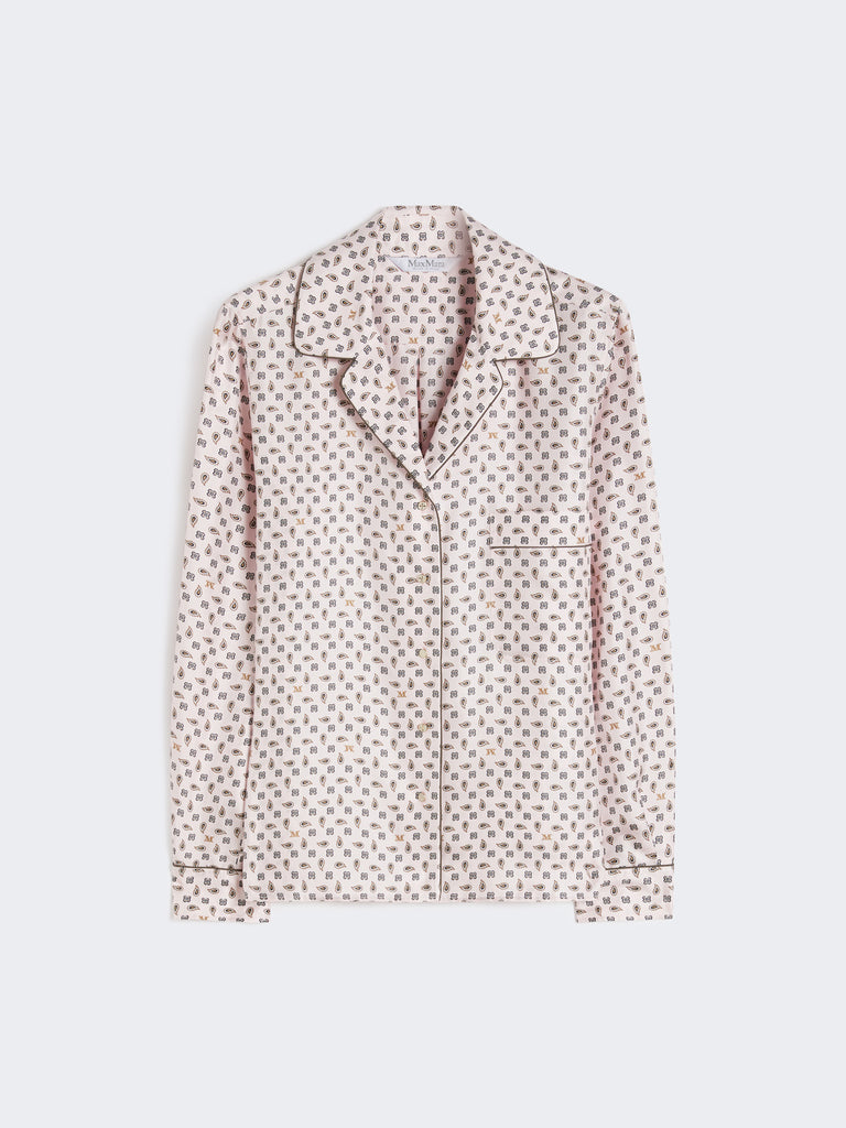 Semi-fitted printed silk shirt
