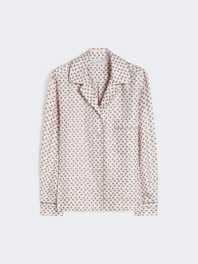 Semi-fitted printed silk shirt