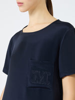 Printed Silk Crepe De Chine Blouse for Women - Ultramarine - Max Mara KSA
