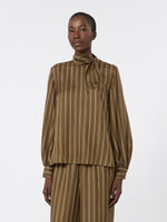 Stripe-Print Silk Blouse for Women - Kaki - Max Mara KSA