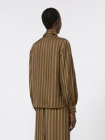 Stripe-Print Silk Blouse for Women - Kaki - Max Mara KSA