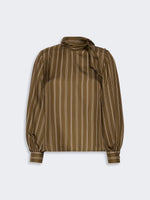 Stripe-Print Silk Blouse for Women - Kaki - Max Mara KSA