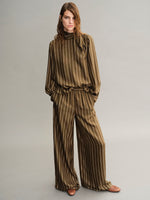 Stripe-Print Silk Blouse for Women - Kaki - Max Mara KSA