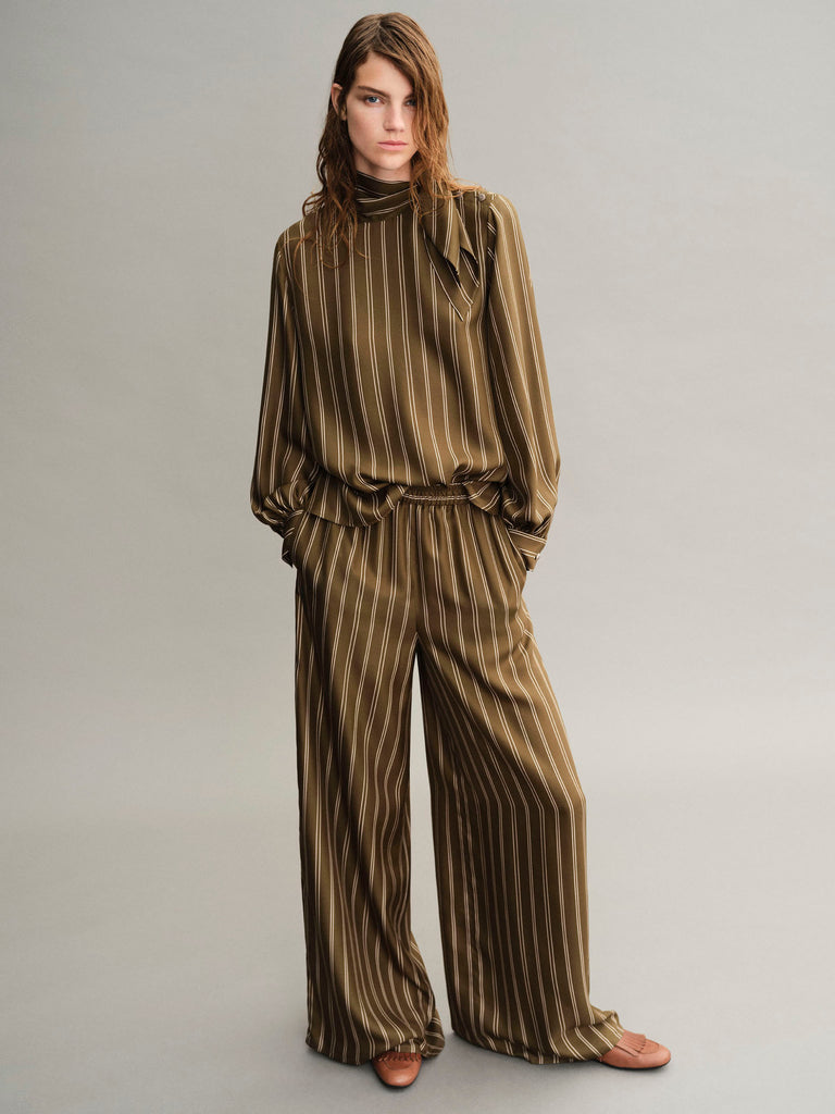 max mara stripe-print silk blouse