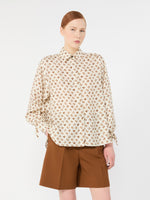 Oversized Printed Silk Shirt for Women - White - Max Mara KSA