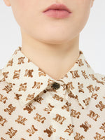 Oversized Printed Silk Shirt for Women - White - Max Mara KSA