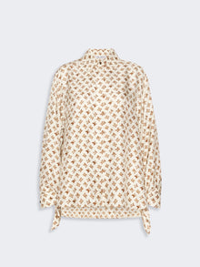 Oversized Printed Silk Shirt for Women - White - Max Mara KSA